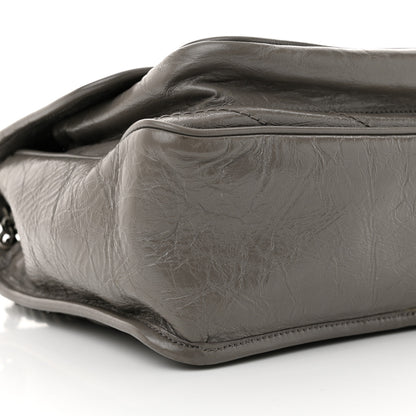 Saint Laurent Crinkled Calfskin Matelasse Monogram Medium Niki Chain Satchel Light Gray 9 of 14