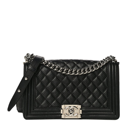 Chanel Lambskin Perforated Medium Boy Flap Black 1 of 21