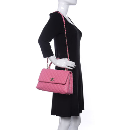 Chanel Caviar Lizard Embossed Quilted Small Coco Handle Flap Pink 2 of 11