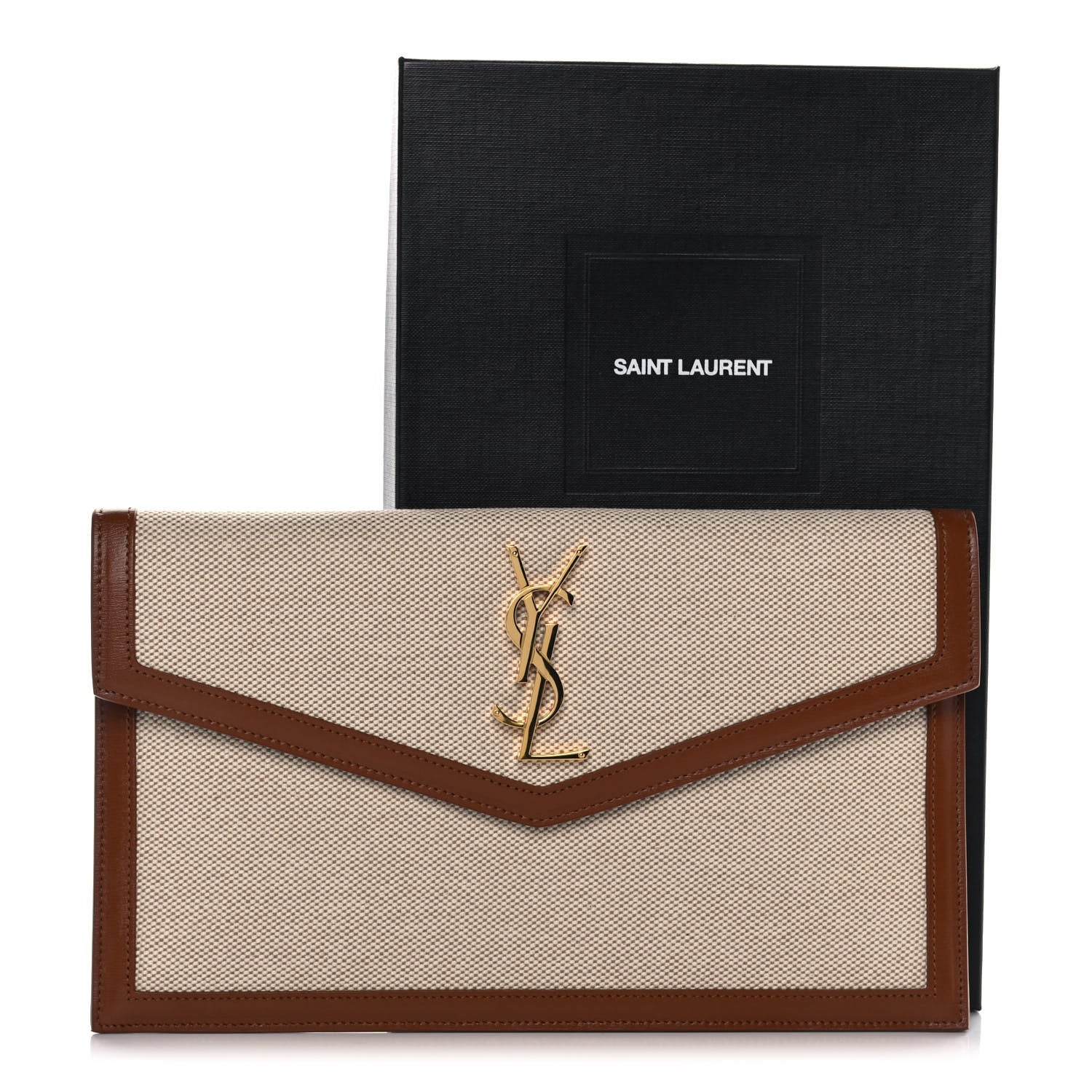 Saint Laurent Canvas Uptown Pouch Natural Beige Brick 9 of 9