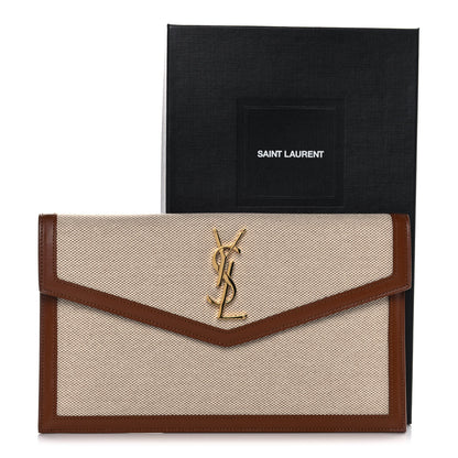 Saint Laurent Canvas Uptown Pouch Natural Beige Brick 9 of 9