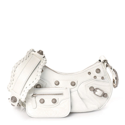 Balenciaga Agneau Arena Crystal Le Cagole Shoulder Bag XS Optic White 2 of 11