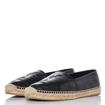 Saint Laurent Nappa Stitched Logo Espadrilles 40.5 Black 3 of 11