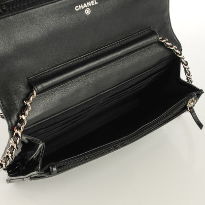 Chanel Patent Quilted Wallet On Chain WOC Black 5 of 8