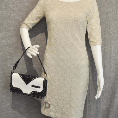 Christian Dior Leather D Trick Shoulder Bag Black and White 2 of 8