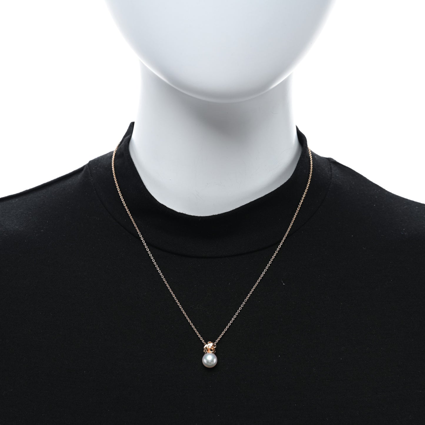 18K Rose Gold Diamond Akoya Pearl Cherry Blossom Pendant Necklace