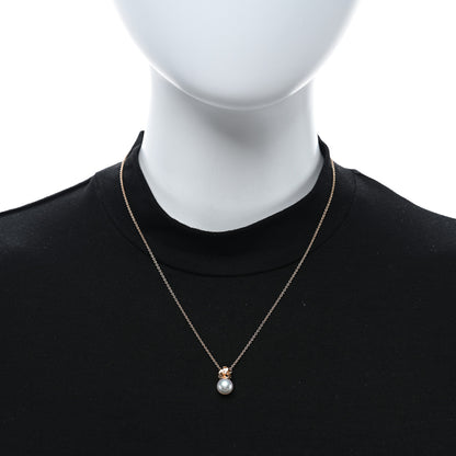 Mikimoto 18K Rose Gold Diamond Akoya Pearl Cherry Blossom Pendant Necklace 2 of 5