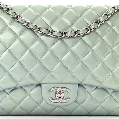 Chanel Patent Quilted Maxi Double Flap Light Blue 8 of 16