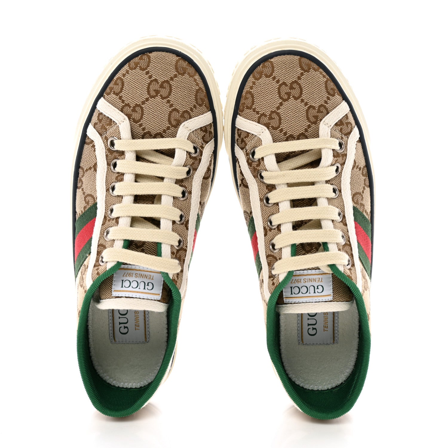 Gucci GG Monogram Web Womens 1977 Tennis Sneakers 36.5 Beige Ebony Mystic White 2 of 9
