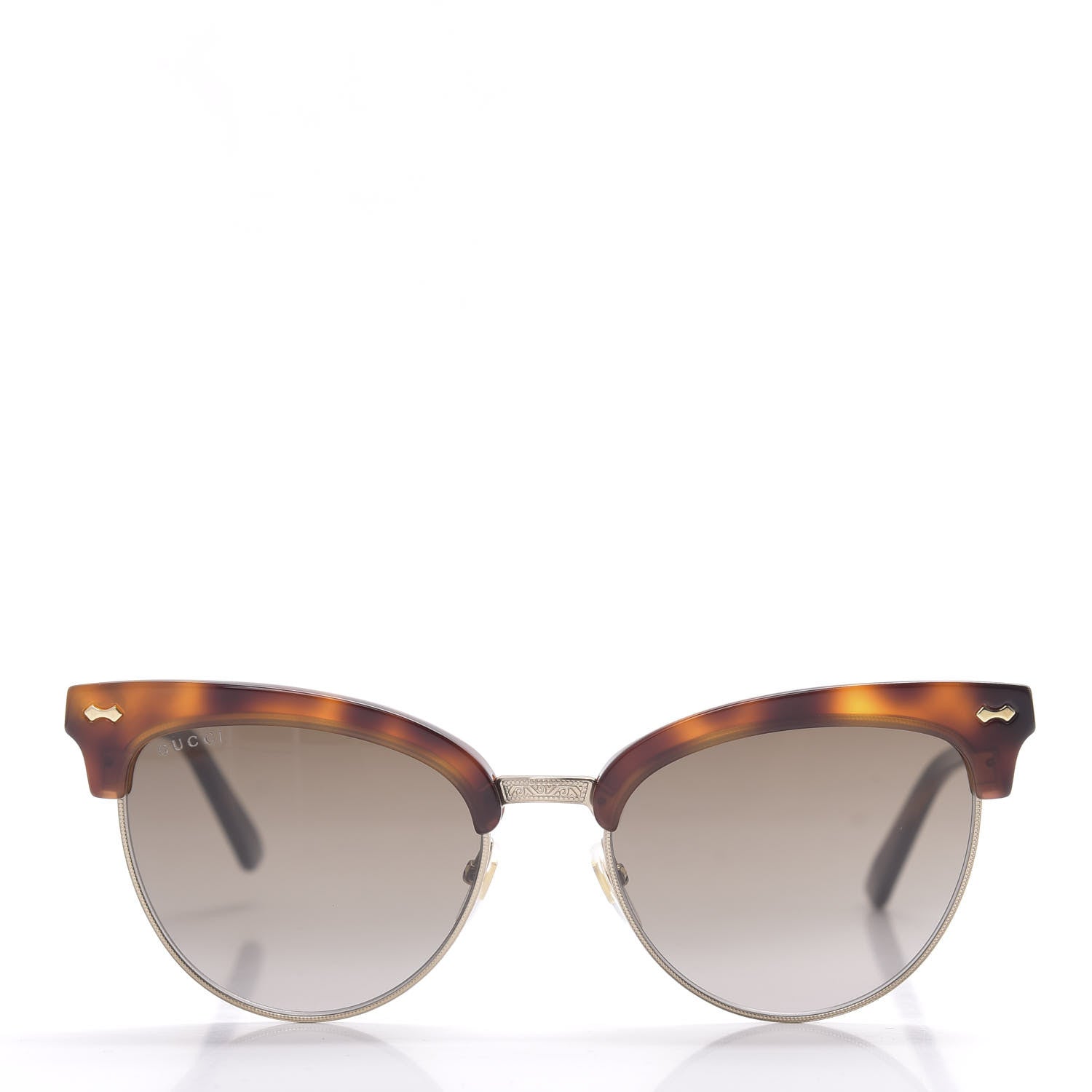 Gucci Acetate Damascato Cat Eye Sunglasses GG0055S Tortoise Gold 2 of 8