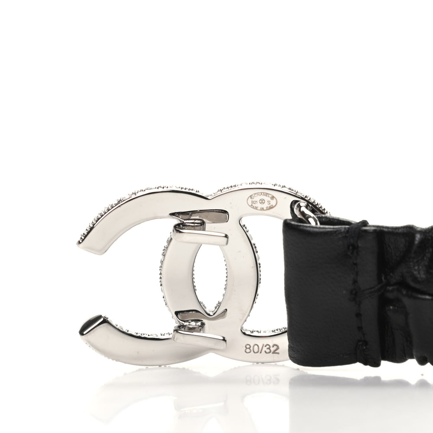 Chanel Lambskin Crystal CC Belt 80 32 Black 3 of 4