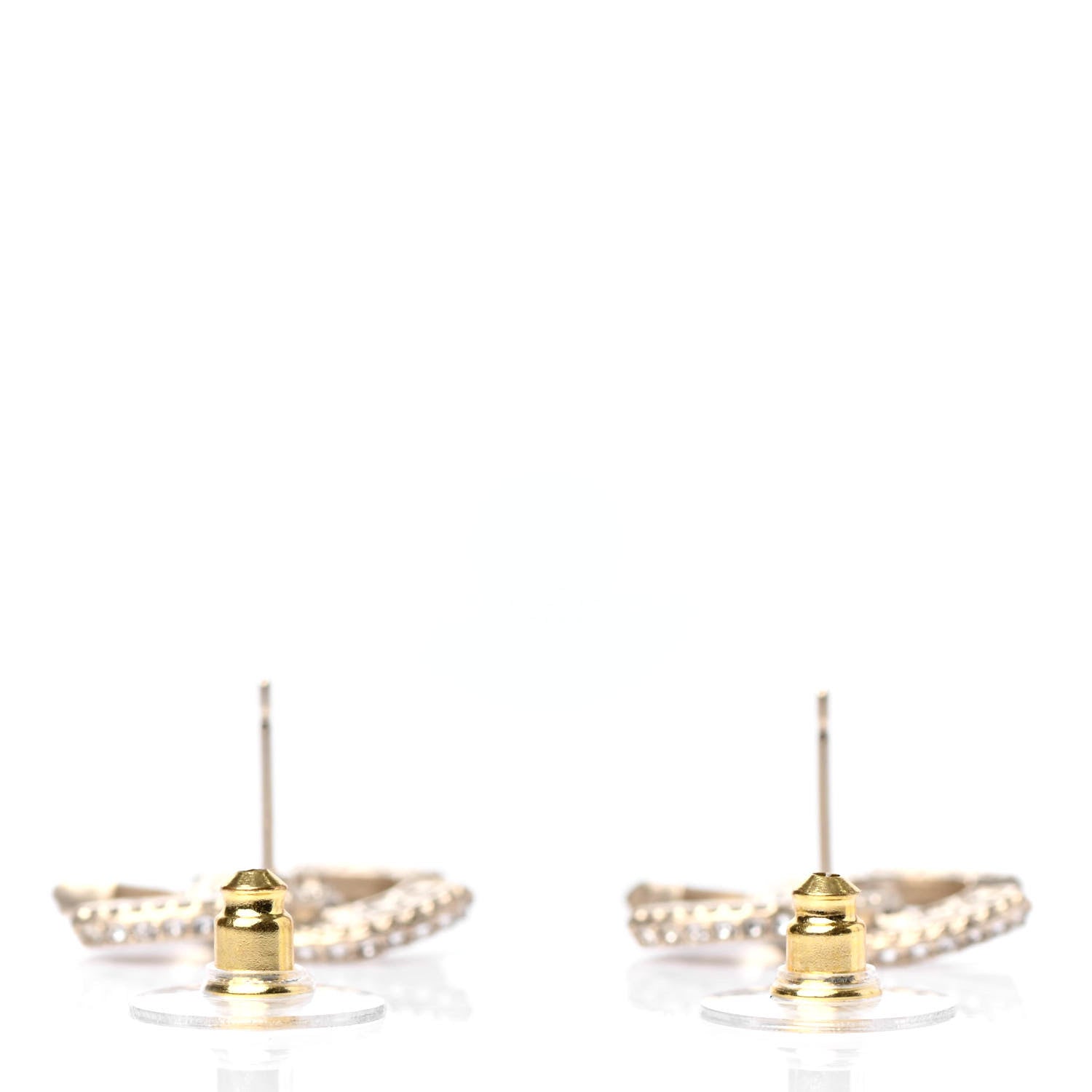 Chanel Crystal Timeless CC Earrings Light Gold 3 of 4