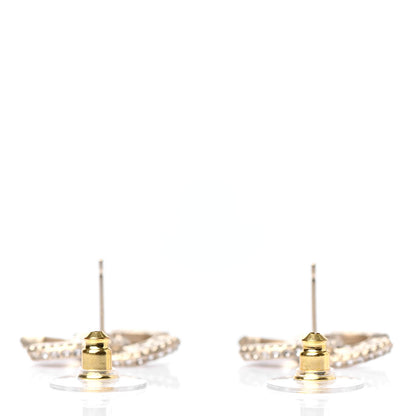 Chanel Crystal Timeless CC Earrings Light Gold 3 of 4