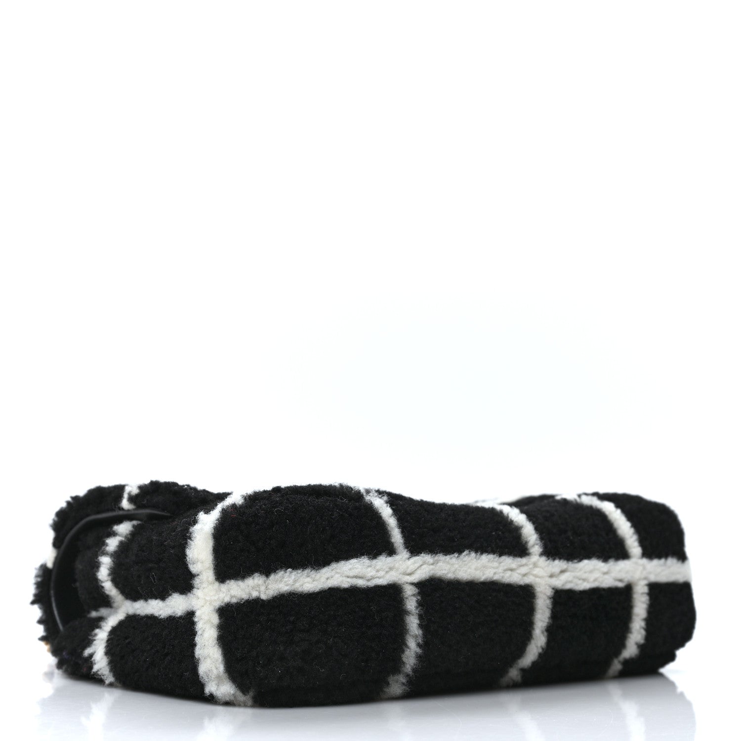 Chanel Shearling Lambskin Large Fluffy Tartan Single Flap Black White 4 of 11
