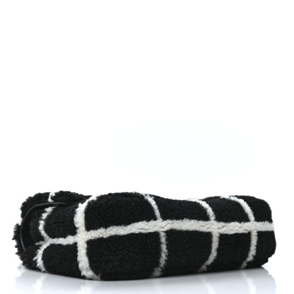 Chanel Shearling Lambskin Large Fluffy Tartan Single Flap Black White 4 of 11
