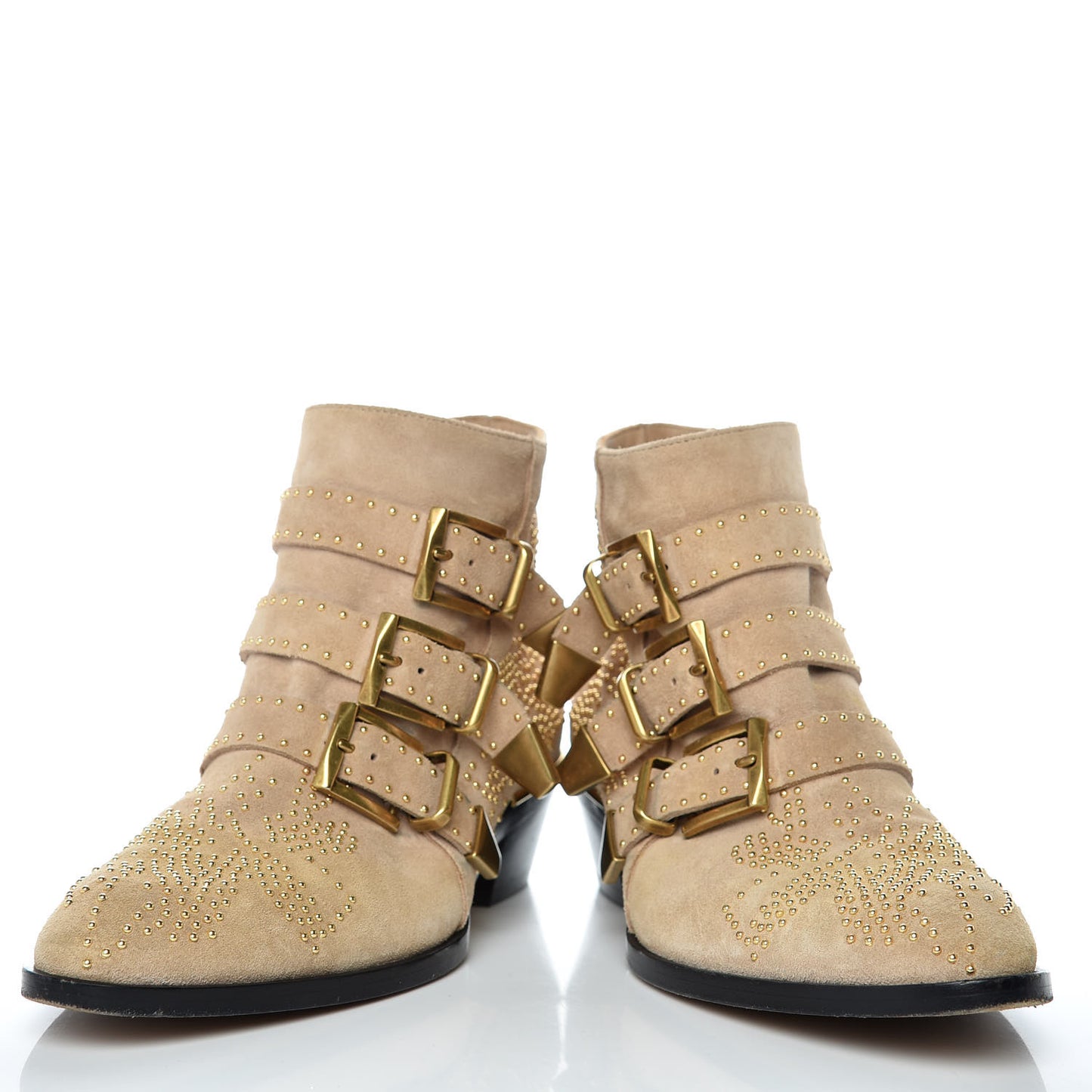 Suede Sheepskin Studded Susanna Ankle Boots 36.5 Beige Gold