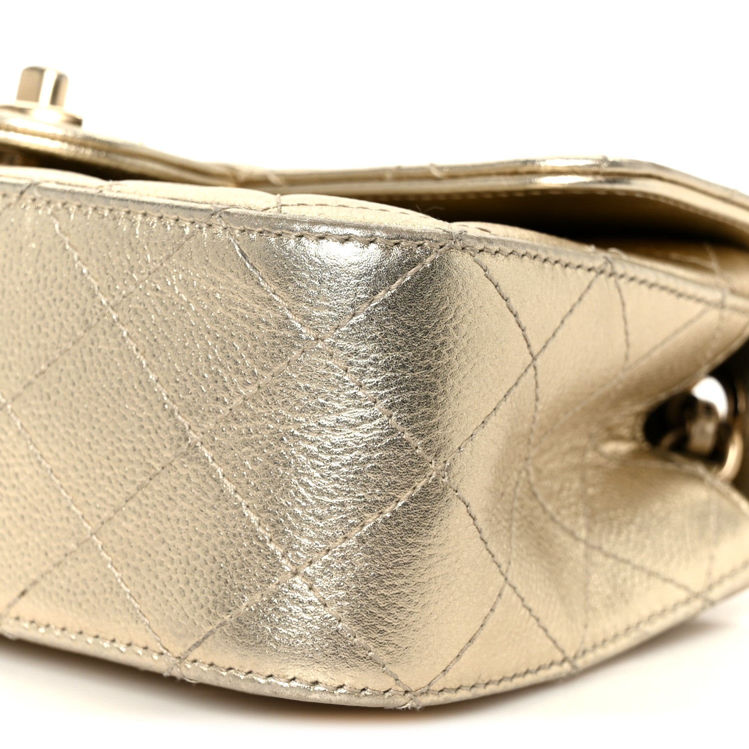 Chanel Metallic Caviar Quilted Mini Rectangular CC Slide Flap