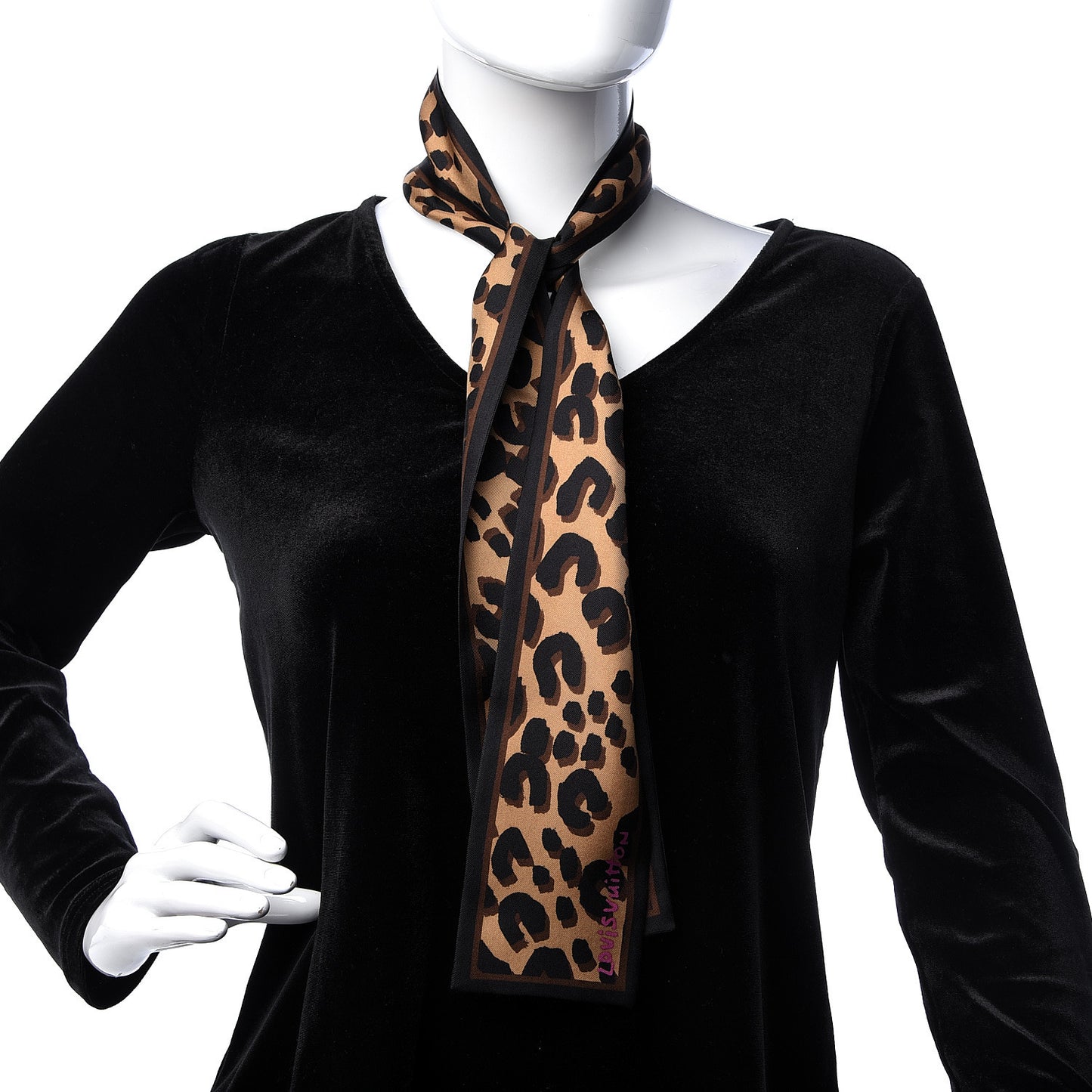Silk Leopard Bandeau Scarf Marron