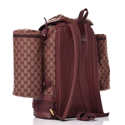 Gucci GG Monogram Script Logo Large Double Pocket Backpack Sahara Rubino Bordeaux 4 of 12