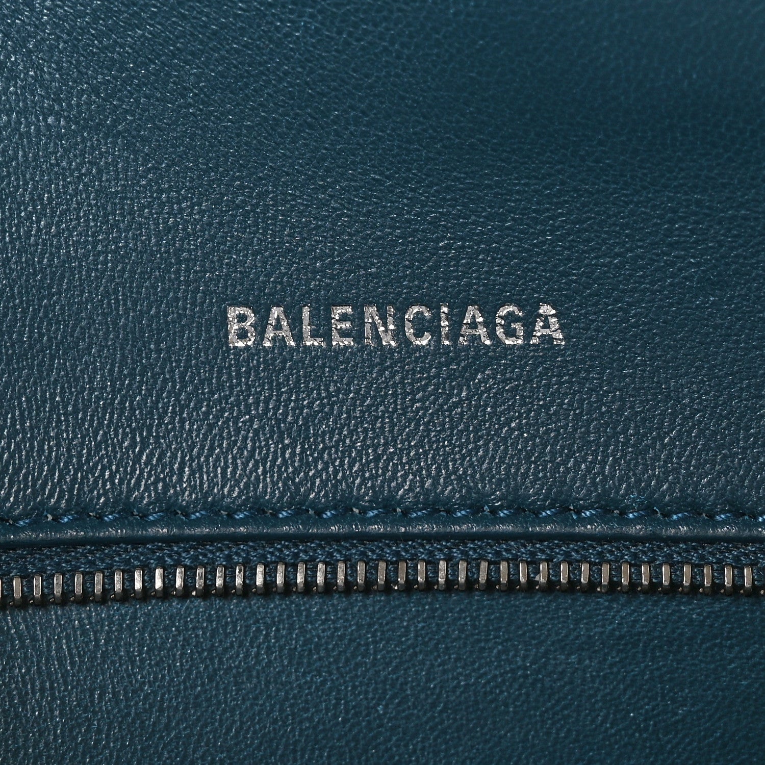 Balenciaga Shiny Calfskin Crocodile Embossed Small Hourglass Top Handle Bag Dark Petrol Blue 6 of 9