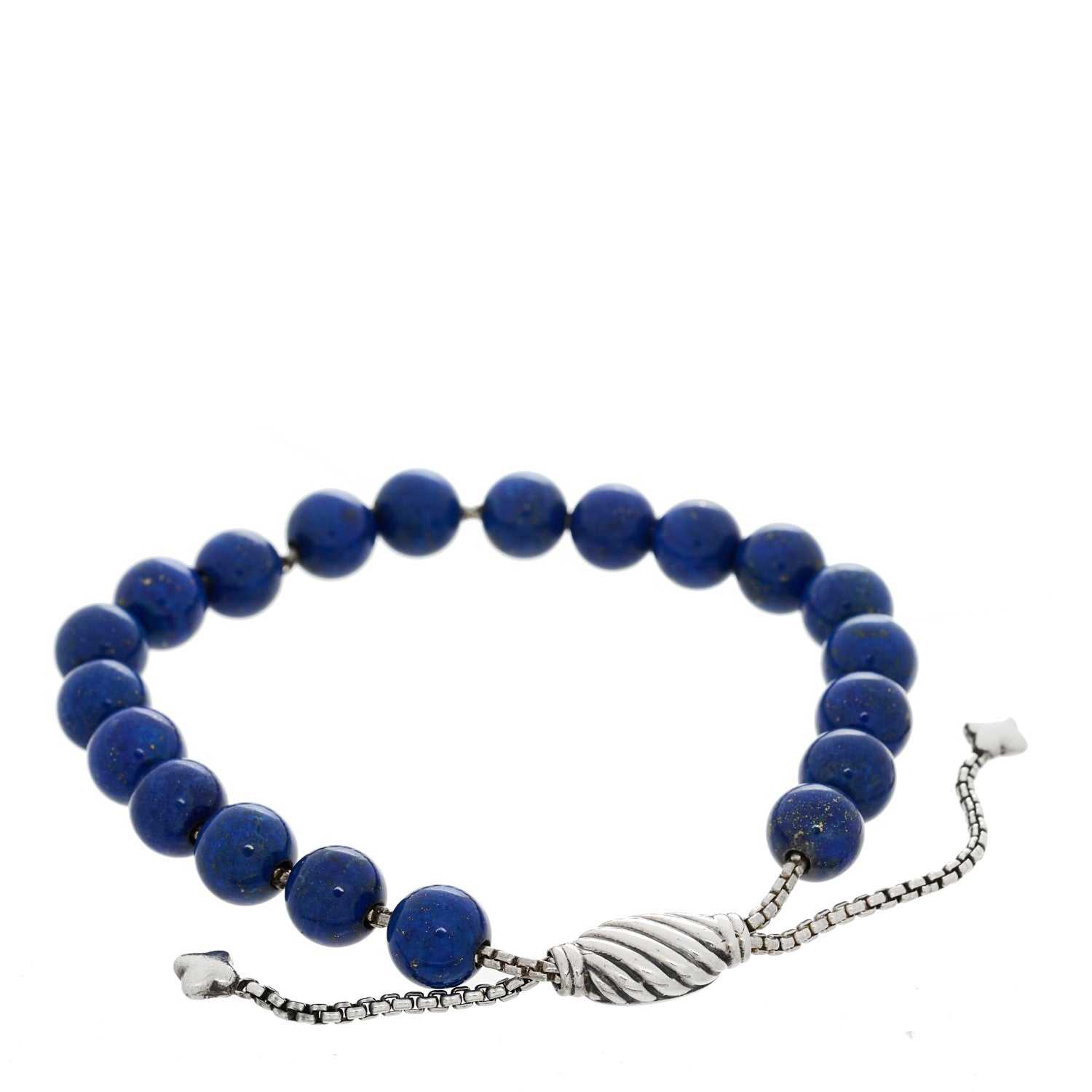 David Yurman Sterling Silver Lapis Lazuli 8mm Spiritual Beads Adjustable Bracelet 2 of 3