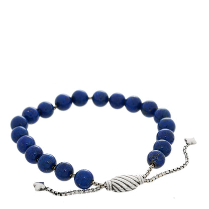 David Yurman Sterling Silver Lapis Lazuli 8mm Spiritual Beads Adjustable Bracelet 2 of 3