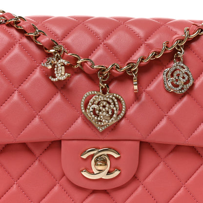 Chanel Lambskin Quilted Valentine Charms Medium Single Flap Pink 7 of 9
