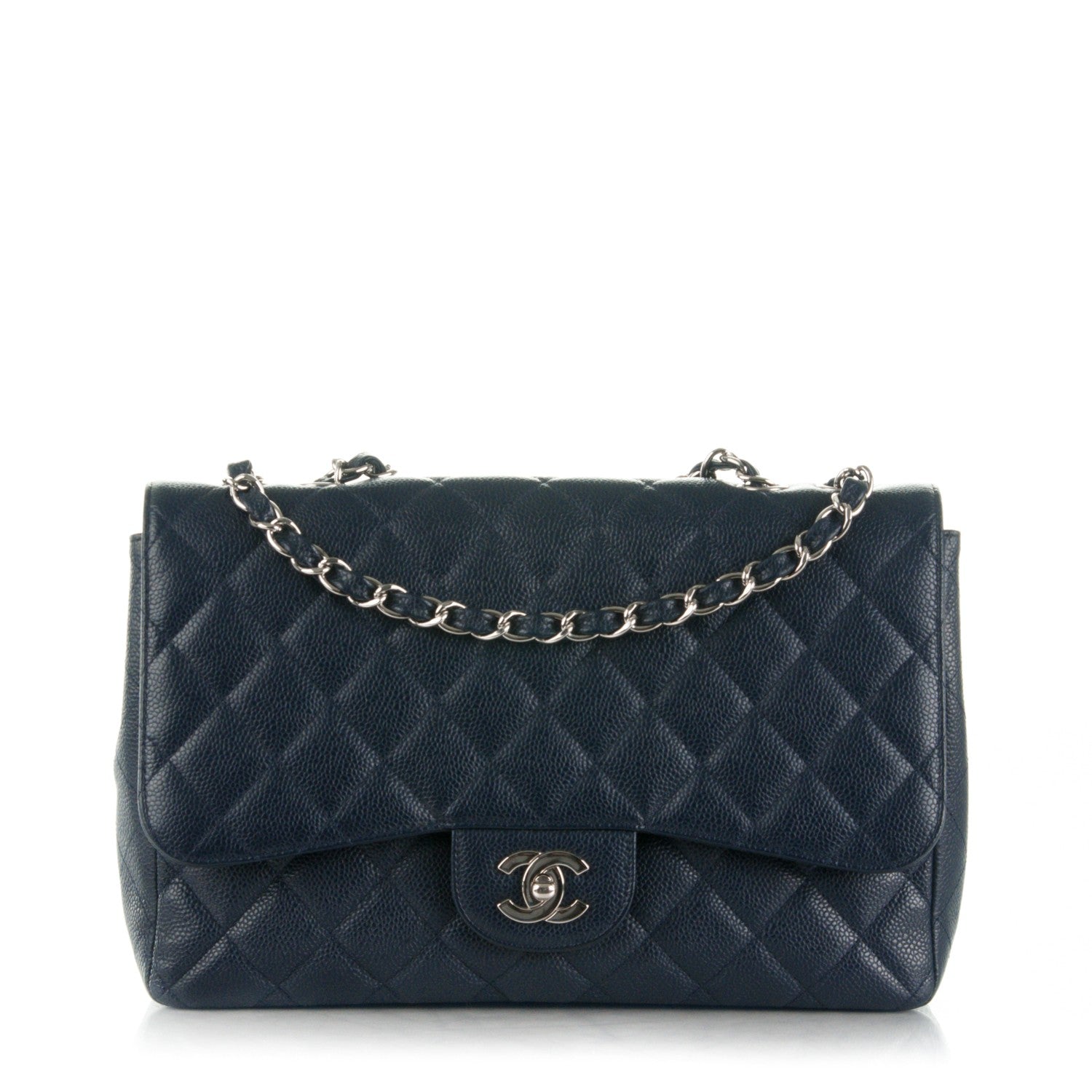 Chanel Caviar Jumbo Single Flap Navy Blue 1 of 9
