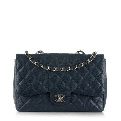Chanel Caviar Jumbo Single Flap Navy Blue 1 of 9