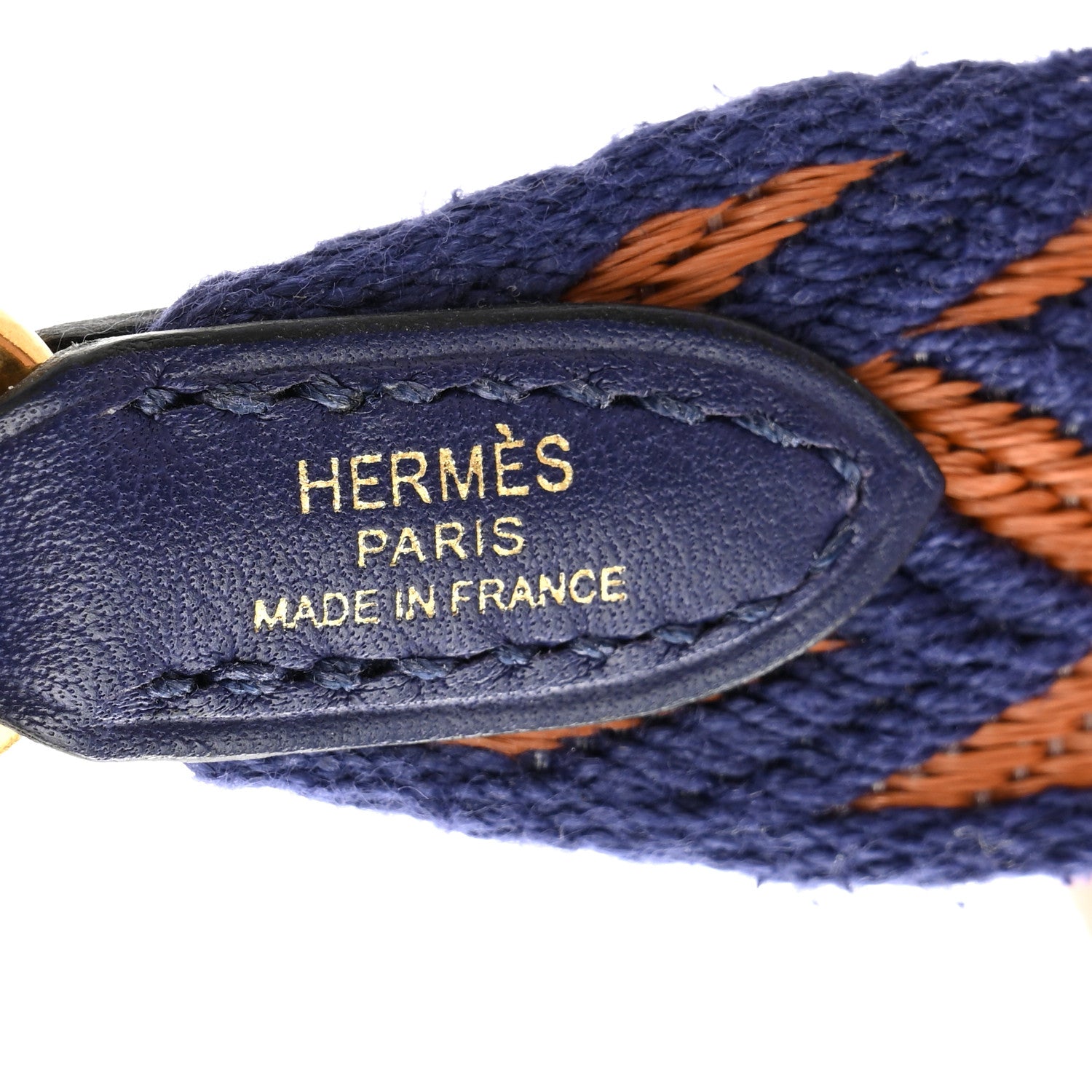 Hermes Toile Swift 25mm Sangle ZigZag Shoulder Strap Bleu Encre Gold 3 of 5