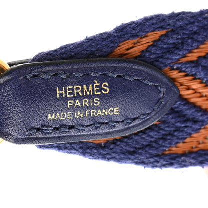 Hermes Toile Swift 25mm Sangle ZigZag Shoulder Strap Bleu Encre Gold 3 of 5