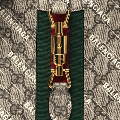Gucci X BALENCIAGA GG Supreme Monogram Striped Logo Print Web Small Jackie 1961 Hobo Beige Ebony Mystic White 8 of 10