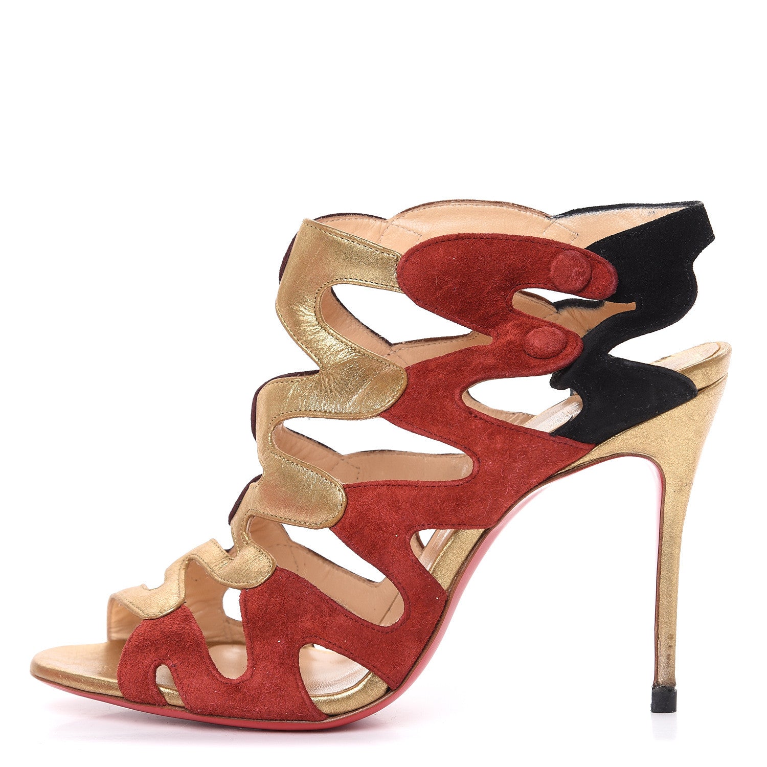 Christian Louboutin Suede Metallic Cutout 100 Booties 38 Multicolor 1 of 14