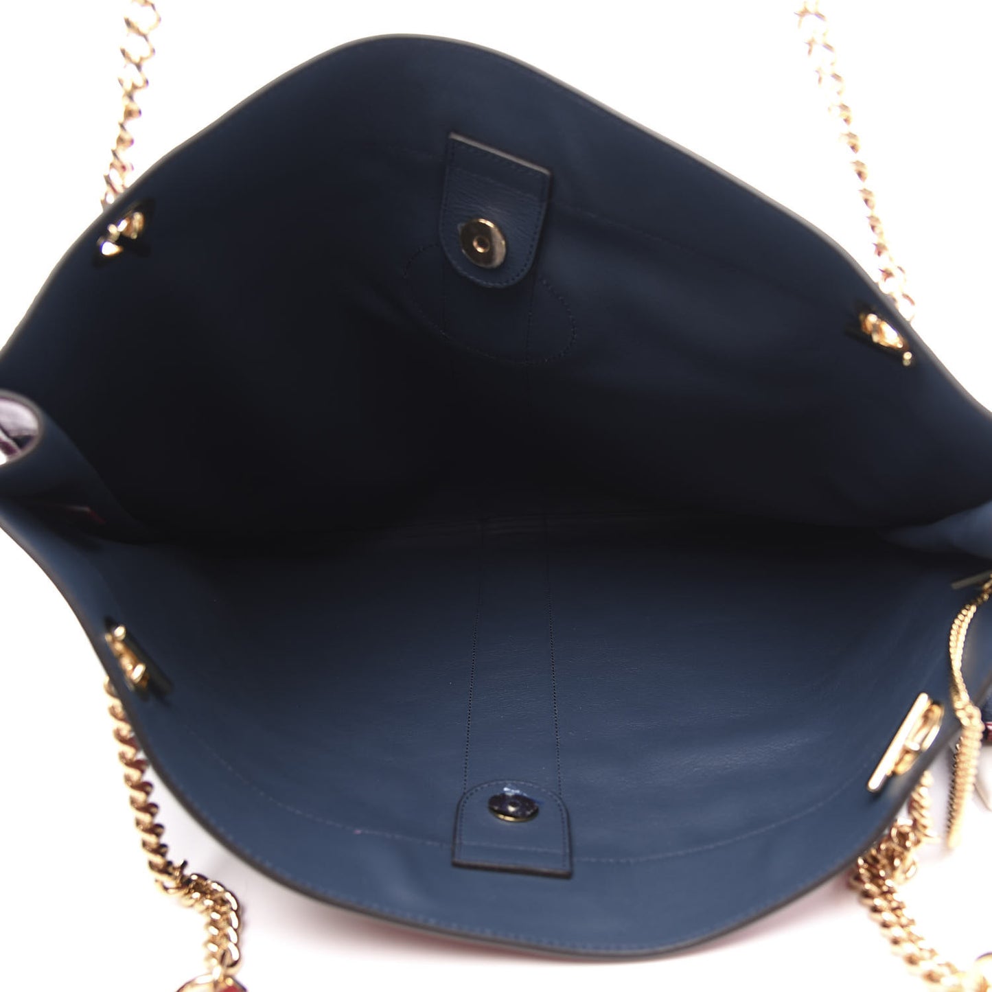 Suede Calfskin Large Rajah Chain Tote New Blue Romantic Cherry
