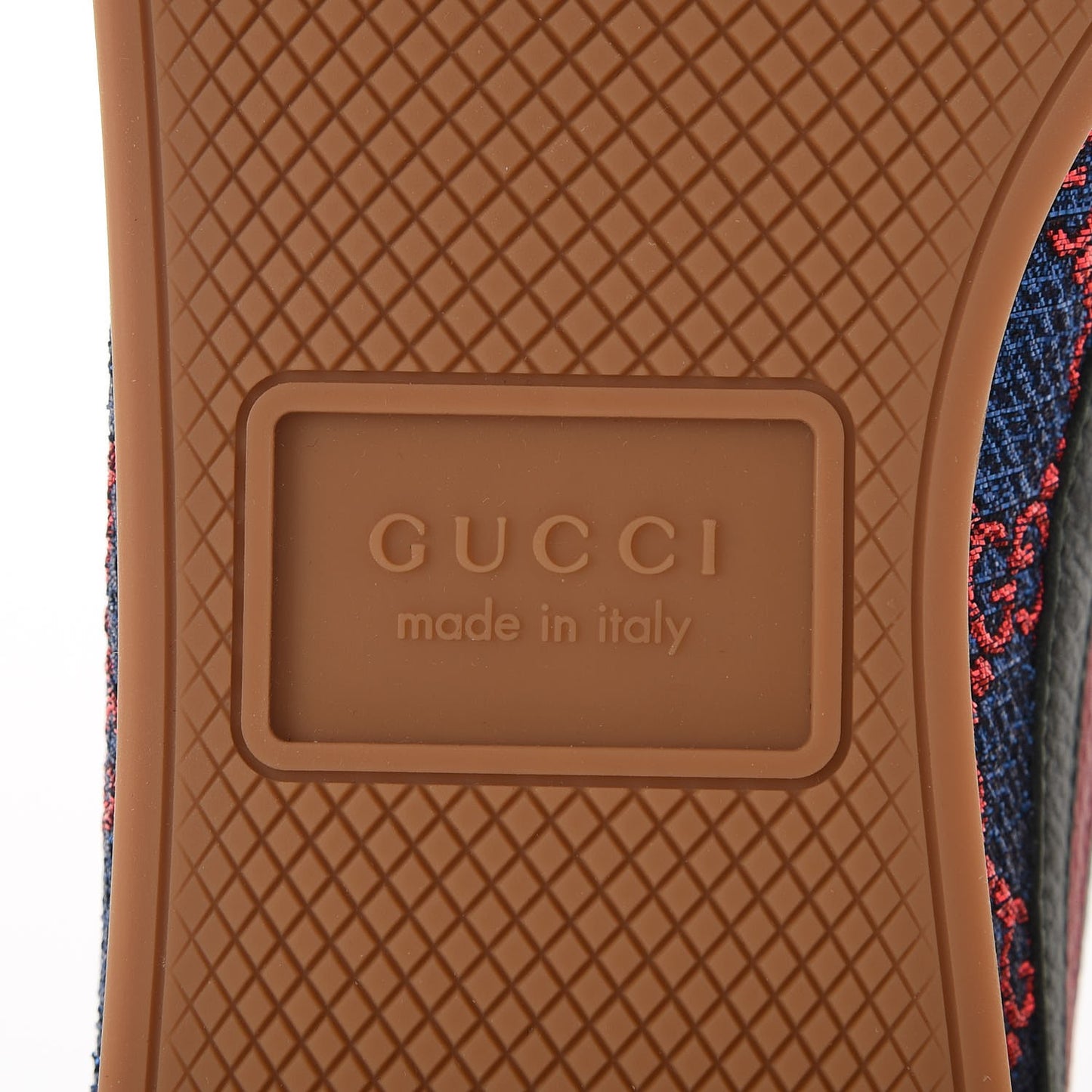 Lurex Calfskin Web GG Monogram Mens Falacer Sneakers 9 Iridescent Blue Iridescent Red Silver