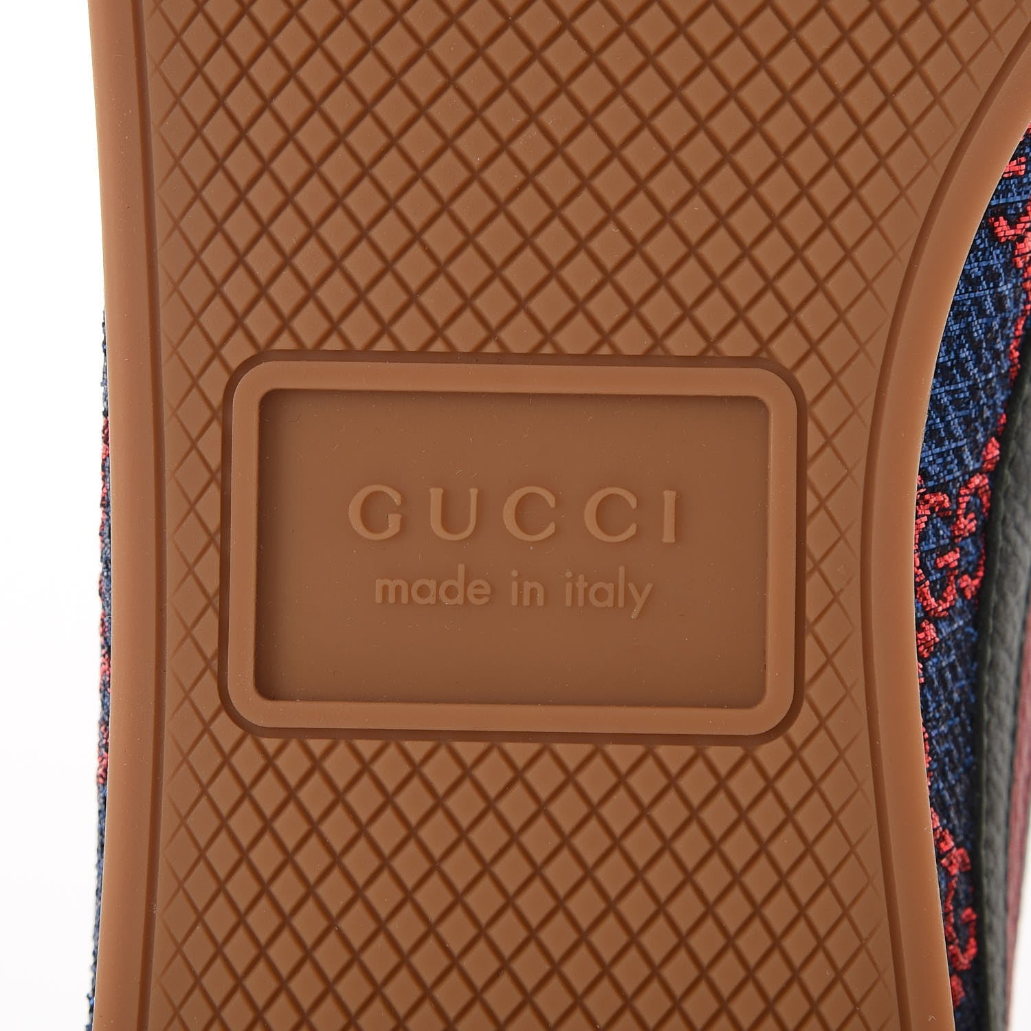 Gucci Lurex Calfskin Web GG Monogram Mens Falacer Sneakers 9 Iridescent Blue Iridescent Red Silver 6 of 11