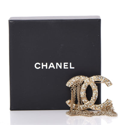 Chanel Crystal Pearl Multi Strand Chain CC Brooch Gold 5 of 5