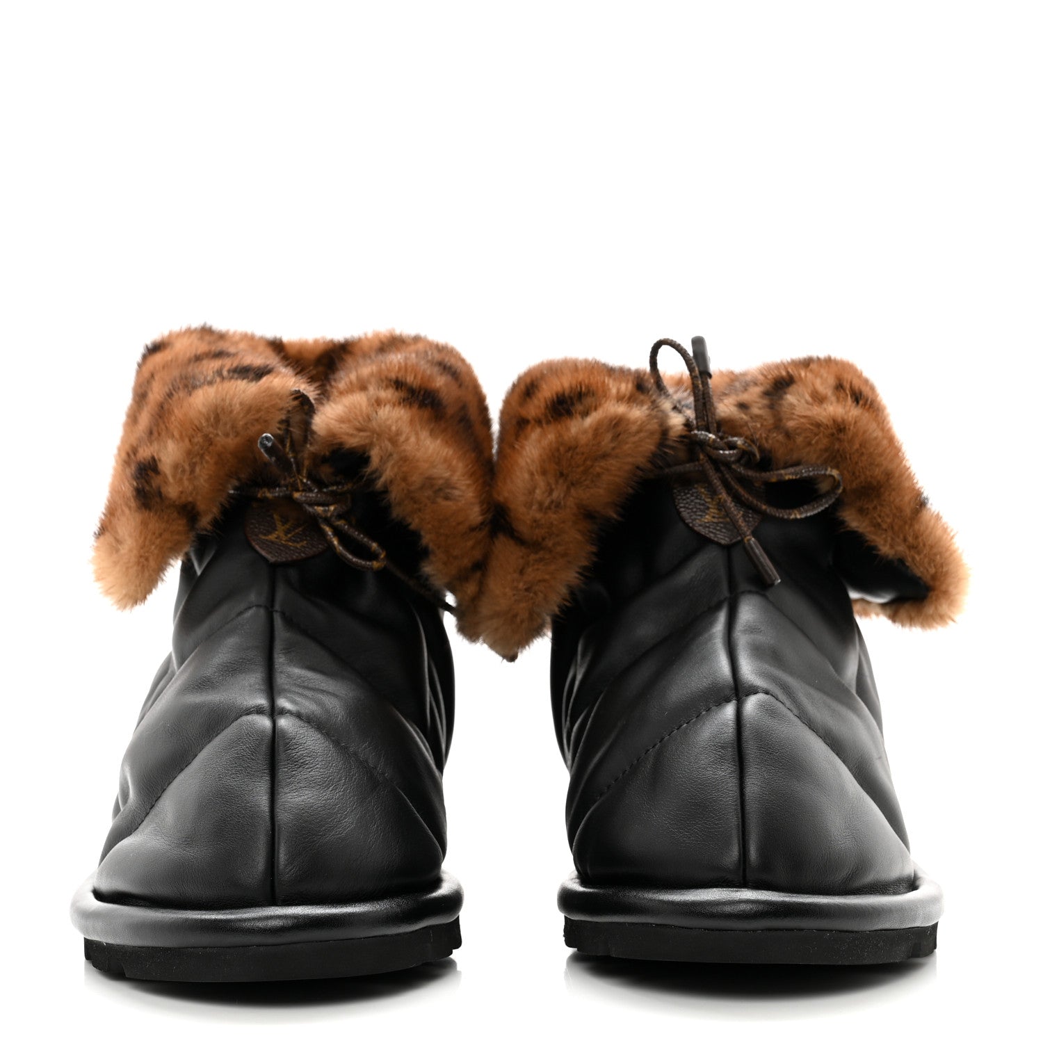 Louis Vuitton Mink Fur Lambskin Quilted Pillow Ankle Boots 38 Black 2 of 7