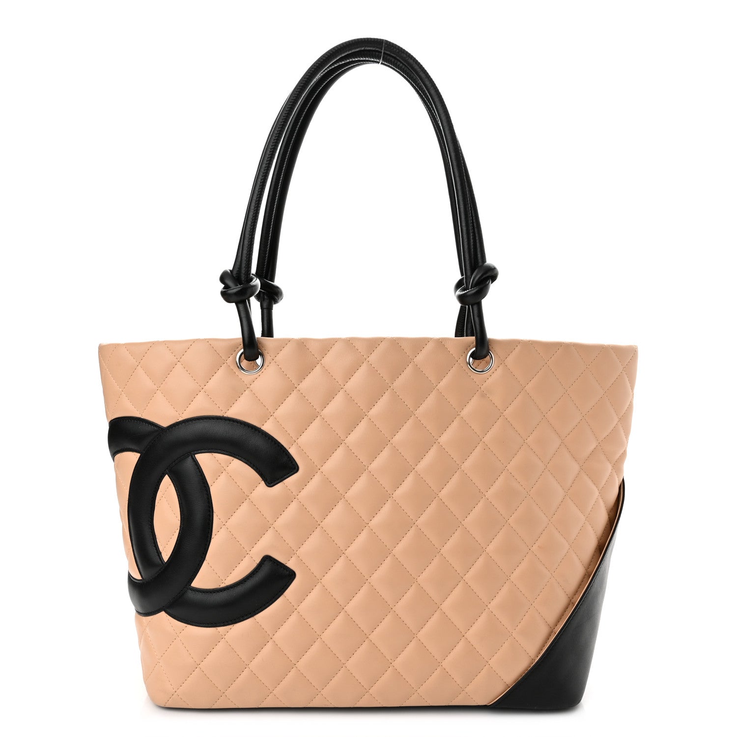 Chanel Calfskin Quilted Large Cambon Tote Beige Black 1 of 10