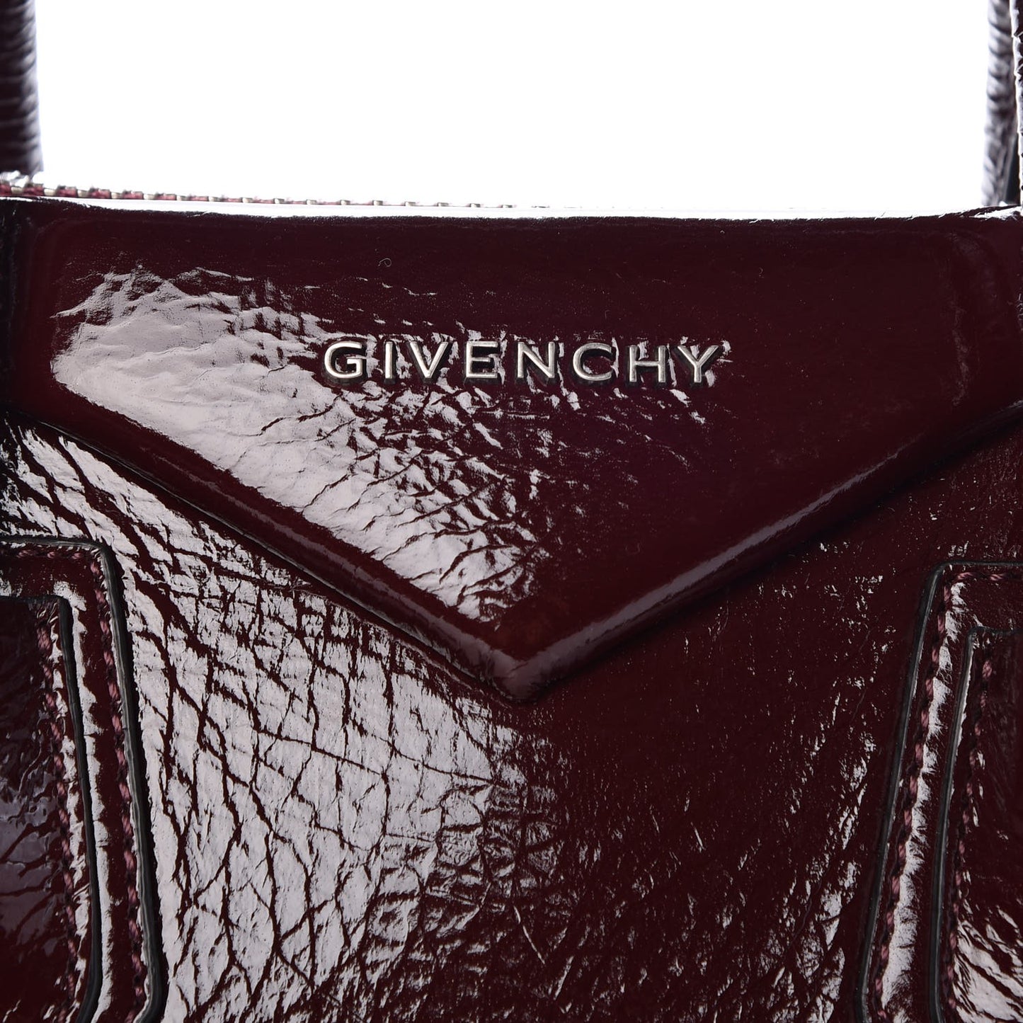 Crinkled Patent Calfskin Small Antigona Aubergine
