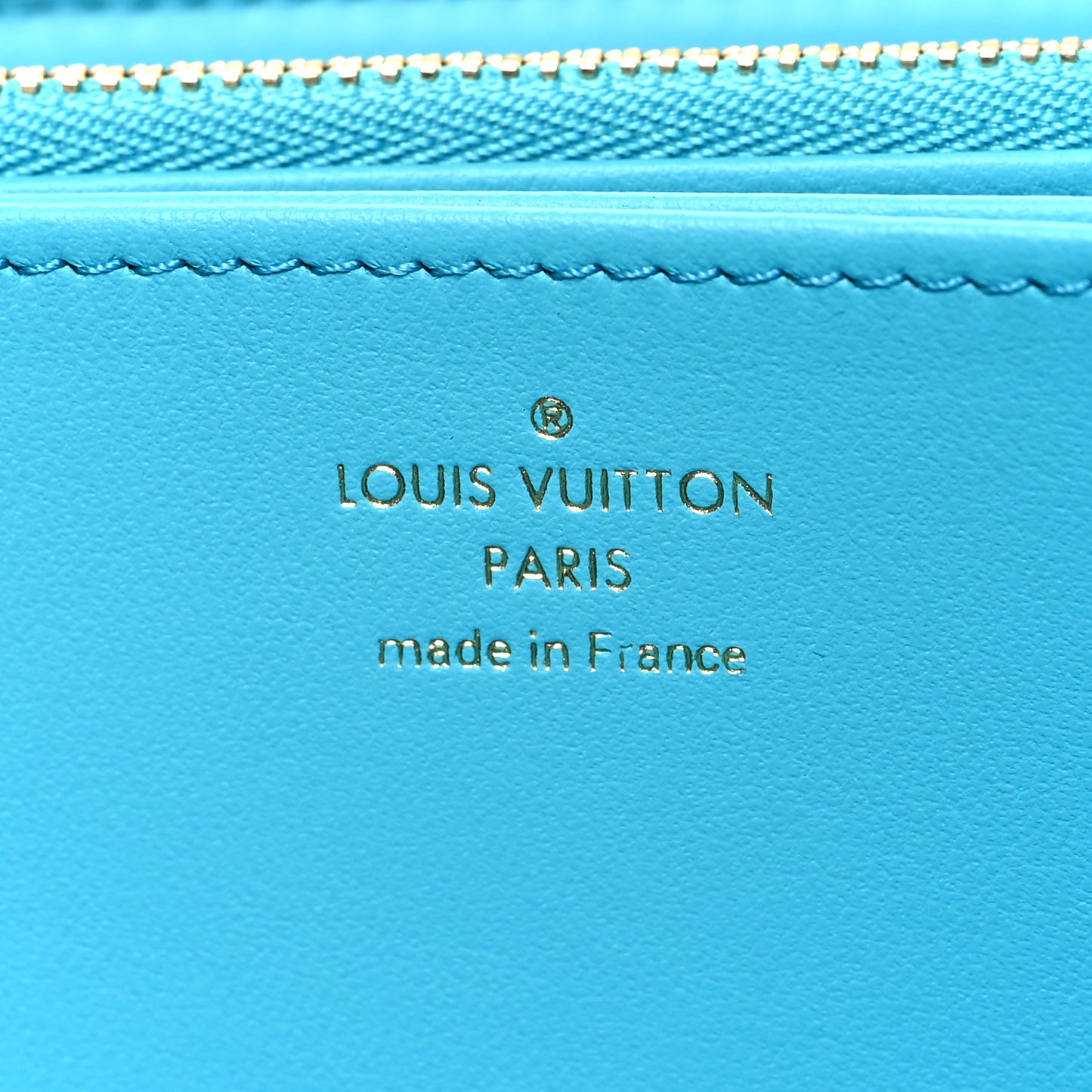 Lambskin Embossed Monogram Coussin Zippy Wallet Turquoise