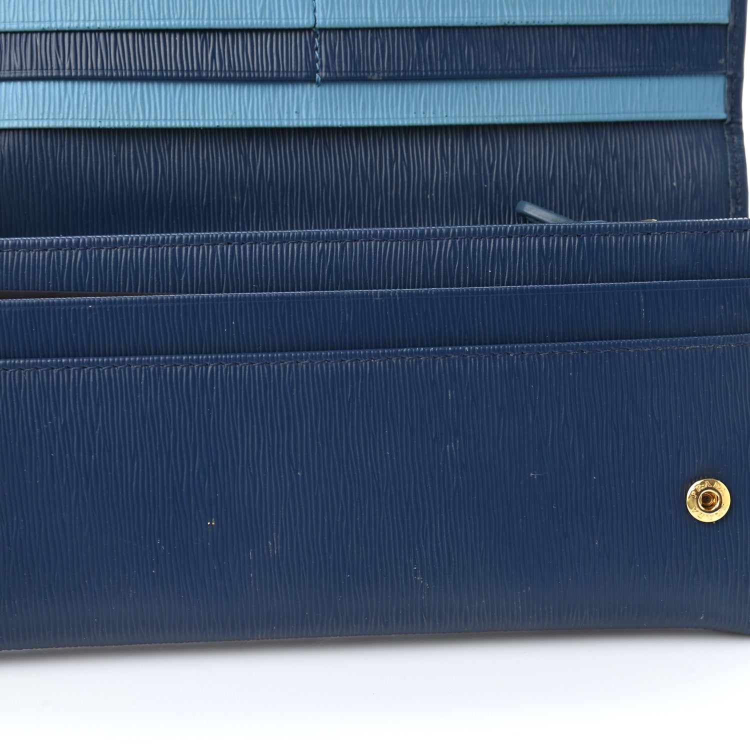 Prada Vitello Move Bi-Color Continental Flap Travel Wallet Bluette Astrale 12 of 18