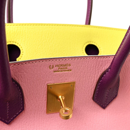 Hermes Chevre Mysore Horseshoe Birkin 30 Rose Confetti Anemone Lime 6 of 9