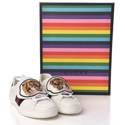 Gucci Calfskin Ayers Web Tiger Embroidered Mens Ace Sneakers7.5 White 12 of 12