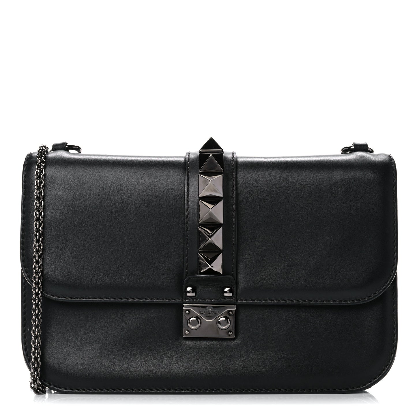 Vitello Medium Glam Lock Rockstud Flap Black
