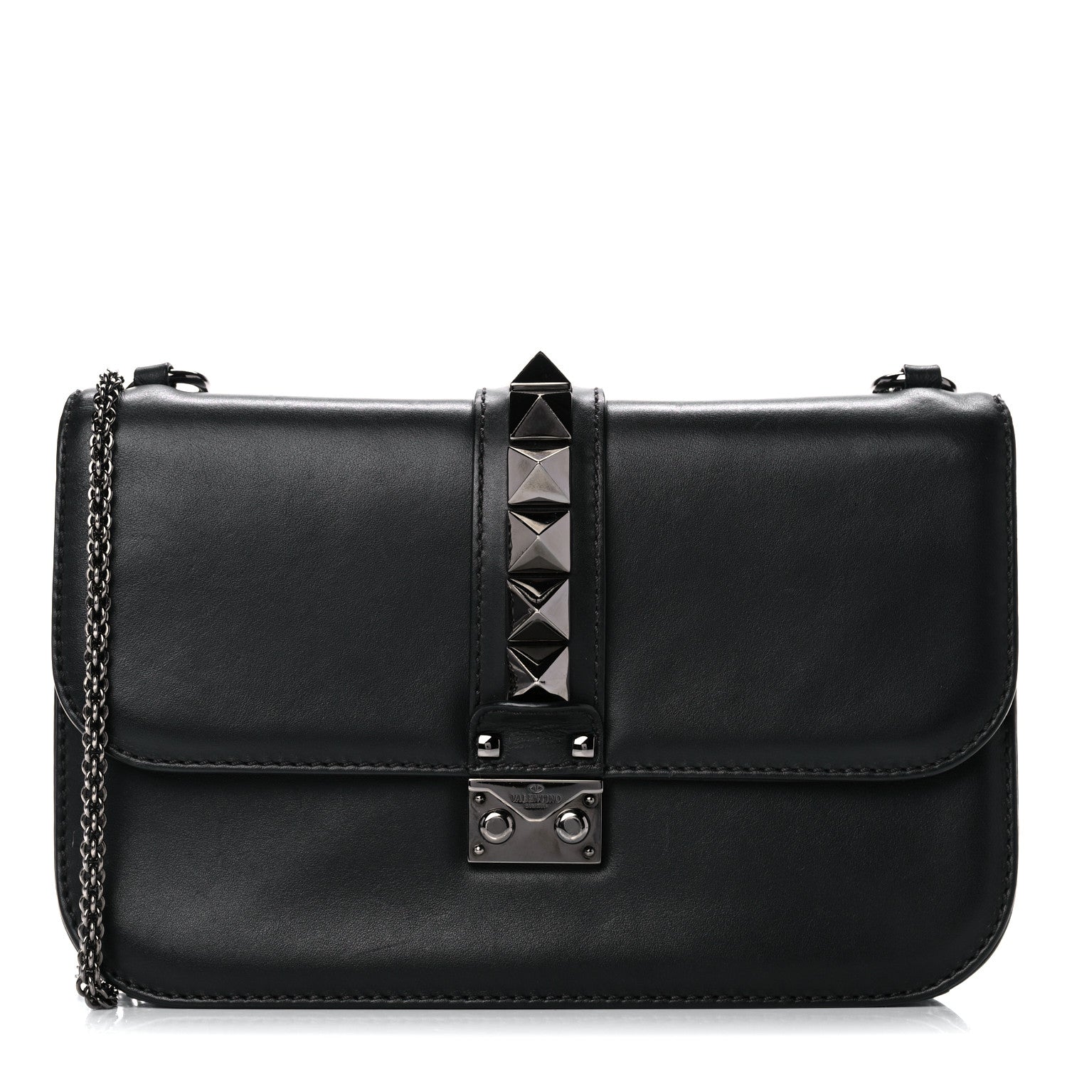 Valentino Garavani Vitello Medium Glam Lock Rockstud Flap Black 1 of 19