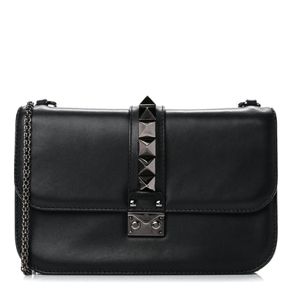 Valentino Garavani Vitello Medium Glam Lock Rockstud Flap Black 1 of 19