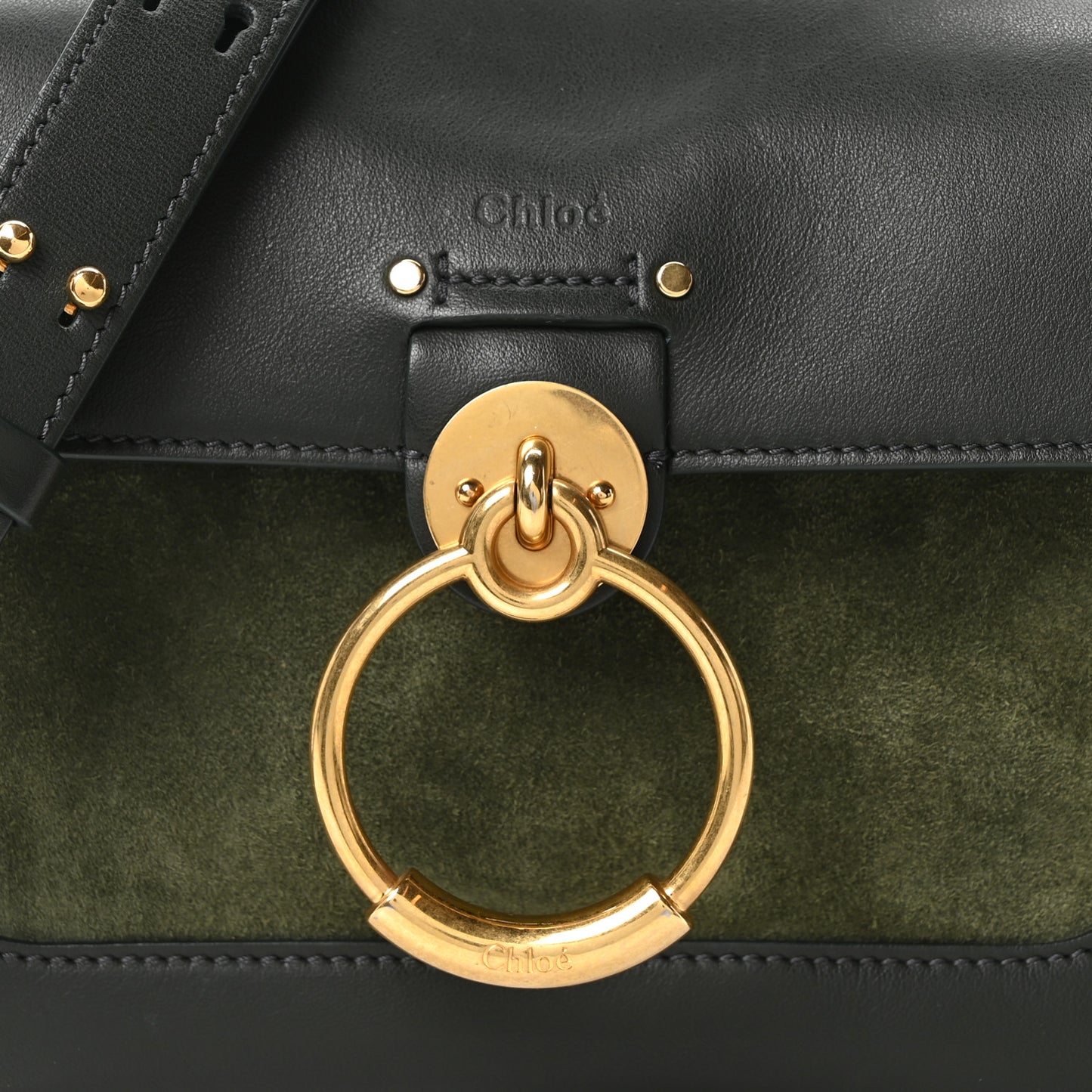 Calfskin Suede Mini Tess Day Bag Black Olive