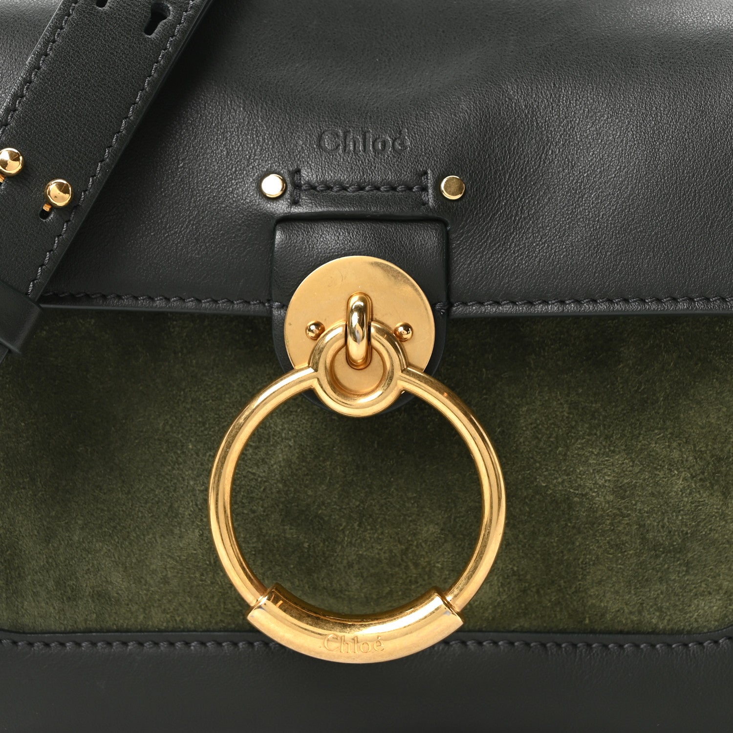Chloe Calfskin Suede Mini Tess Day Bag Black Olive 8 of 10