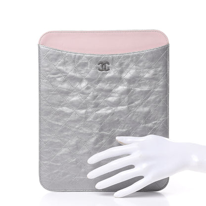 Chanel Metallic Aged Calfskin Brilliant iPad Case Silver 2 of 8